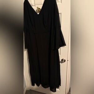 78- black bell sleeve evening gown
